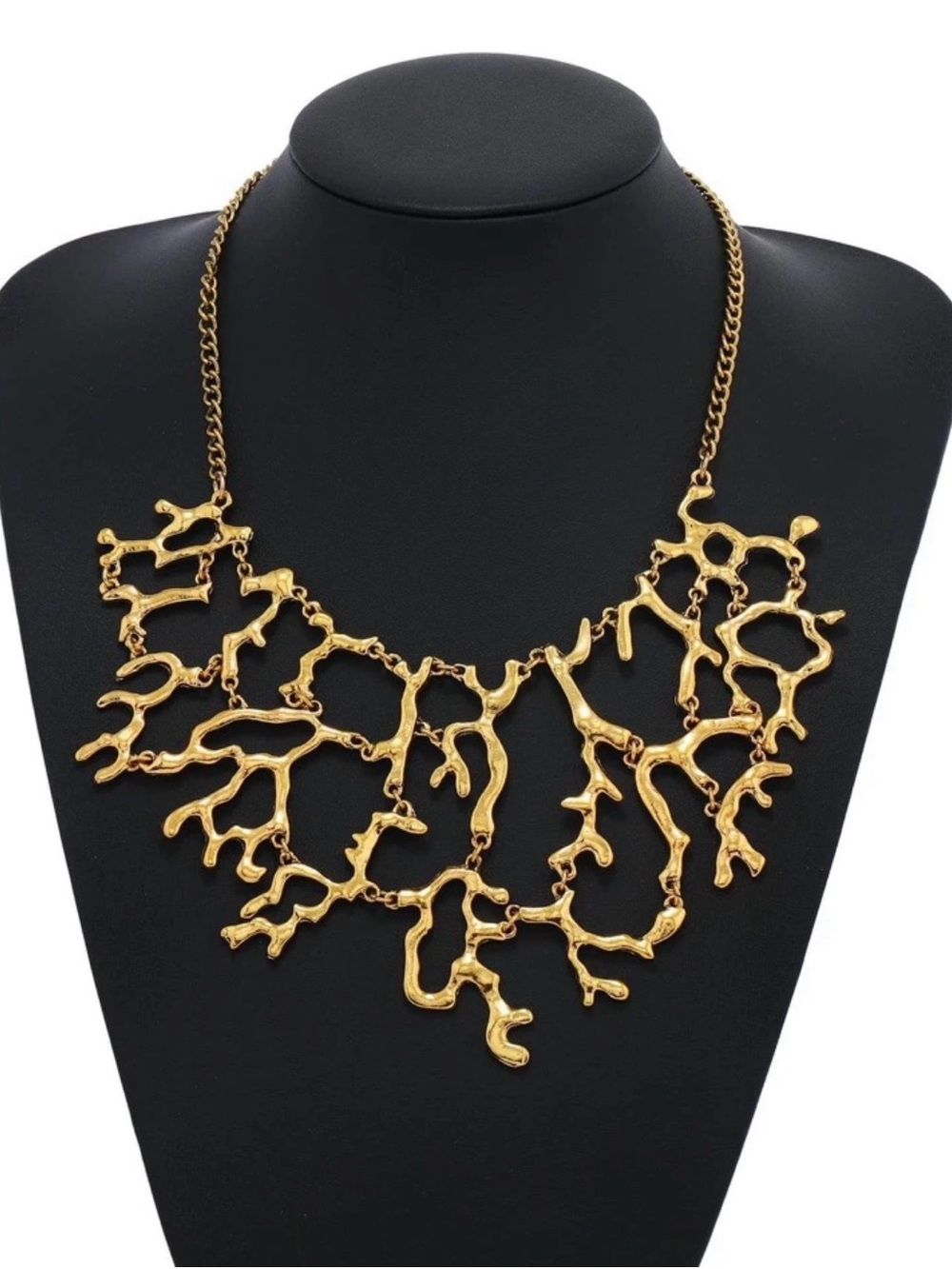 Gold Coral Branch Statement Necklace - Women Jewelry